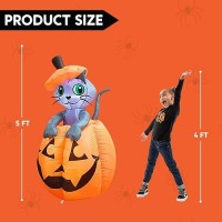 Joiedomi 5 Ft Halloween Inflatables Outdoor Decorations  Inflatable Halloween Decor Outdoor Blow Up Pumpkin For Yard  Animated Halloween Inflatable Cat On Pumpkin With Leds For Halloween Decorations