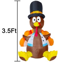 Thanksgiving Decorations Inflatables Turkey 3.5 Ft Cute Thanksgiving Fall Decor Light Up Inflatable Turkey With Weight Bag Air Blower Indoor Outdoor Lawn Halloween Inflatables Holiday Yard Decorations