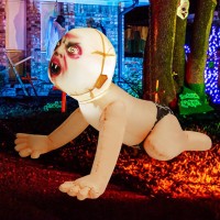 Goosh 4 Ft Halloween Inflatable Zombie Baby Outdoor Decorations Blow Up Yard Scary Zombie Baby With Built-In Leds For Indoor Garden Lawn Party Decor