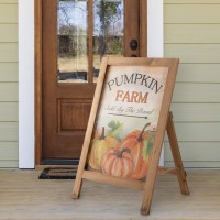 Glitzhome Decorative Fall Aframe Free Standing Sign Slide In Pumpkin Farm Welcome Sign For Autumn Rustic Harvest Hanging Decor