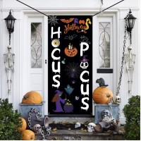 Websun Halloween Door Decorations Hocus Pocus Door Cover Large Fabric Halloween Party Decorations Sign For Front Door Porch De