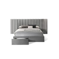 Queen Size Velvet continuous spread Headboard with Footboard