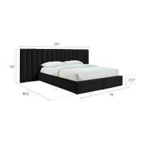 King Size Bed Velvet continuous spread Headboard with Footboard