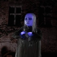 Hollyhome Animated Hanging Ghost With Glowing Head And Creepy Sounds Female Ghost Halloween Decorations Outdoor Haunted House Pr