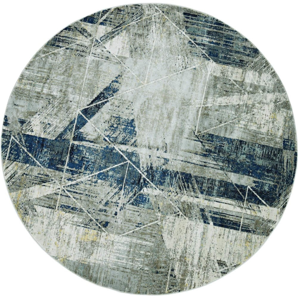 Homeroots Decor 91 X 91 X 025 Greyblue Polyesterviscose Rug