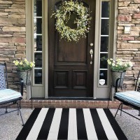 Cainanel Black And White Striped Outdoor Rug 275X 43 Inches Front Door Mat Handwoven Cotton Indooroutdoor For Layered Mats We