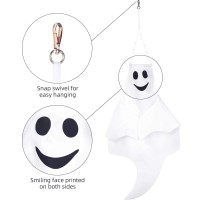 Skylety 2 Pcs 32 Inch Outdoor Halloween Ghost Decorations Tree Hanging Windsock White Flying Ghosts For Indoor Outdoor Tree Fron