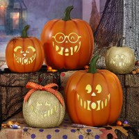 Lets Make Memories Personalized Jack O Lantern Pumpkin Light Up Pumpkin Decor Outdoor Halloween Pumpkin Decorations Outside