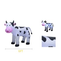 Trmesia 6Ft Christmas Inflatable Cow Decoration With Led Lights Indoor Outdoor Yard Lawn Cute Animal Spotted Milk Cow Holiday Bl