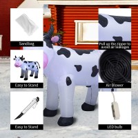 Trmesia 6Ft Christmas Inflatable Cow Decoration With Led Lights Indoor Outdoor Yard Lawn Cute Animal Spotted Milk Cow Holiday Bl