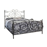 Parleys Eastern King Metal Bed with Scroll Headboard Dark Bronze