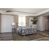 Parleys Eastern King Metal Bed with Scroll Headboard Dark Bronze