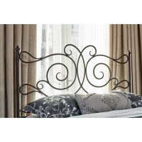 Parleys Eastern King Metal Bed with Scroll Headboard Dark Bronze