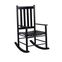 Coaster Furniture Slat Back Wooden Black Rocking Chair 609456