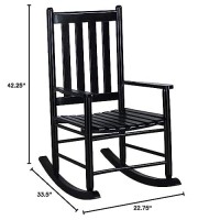 Coaster Furniture Slat Back Wooden Black Rocking Chair 609456