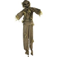 Haunted Hill Farm Lifesize Scary Talking Scarecrow Halloween Animatronic With Motion And Touch Activated Lights And Sound Pose