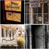 Pabipabi Halloween Giant Spider Web Decoration9Ft Round Fake Spider Elastic Belt Props For Indoor And Outdoor Halloween Decor P