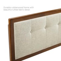 Modway Draper Tufted King Fabric And Wood Headboard In Walnut Beige