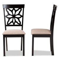 Baxton Studio Samwell Modern And Contemporary Sand Fabric Upholstered And Dark Brown Finished Wood 2-Piece Dining Chair Set