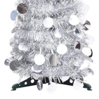 vidaXL Popup Artificial Christmas Tree 5 ft Silver PET IndoorOutdoor Use Easy Setup Compact Storage Reusable
