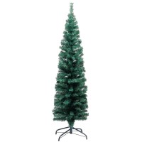 vidaXL Slim Artificial Christmas Tree with Stand Synthetic Holiday Lifelike Decorative Tree Holiday Seasonal Shop Home Outdoor D