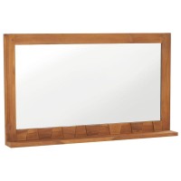 vidaXL Wall Mirror with Shelf 394x47x236 Solid Teak Wood 289072