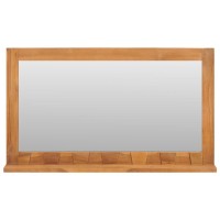 vidaXL Wall Mirror with Shelf 394x47x236 Solid Teak Wood 289072