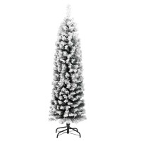 vidaXL Slim Artificial Christmas Tree with Flocked Snow Synthetic Holiday Tree Holiday Seasonal Shop Home Indoor Outdoor Decor G