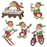 Vintage Christmas Santa Elves Cutouts