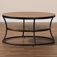 Baxton Studio Albany Vintage Rustic Industrial Walnut Brown Finished Wood And Black Finished Metal 1-Shelf Coffee Table