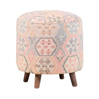 Naomi Pattern Round Accent Stool Multicolor