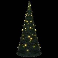 vidaXL Christmas Tree Popup String Artificial Xmas Tree with LEDs Christmas Ornament for Indoor Outdoor Holiday Party Decora