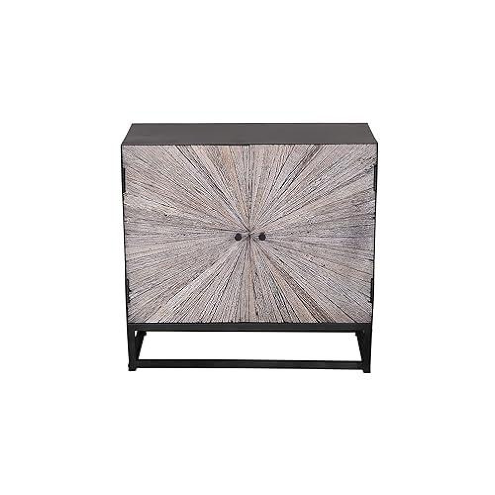 Jofran Astral Plains Mid-Century Modern Reclaimed Solid Wood Two Door Accent Cabinet, Grey