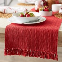 Dii Variegated Tabletop Collection, Table Runner3X72, Tango Red