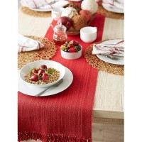 Dii Variegated Tabletop Collection, Table Runner3X72, Tango Red