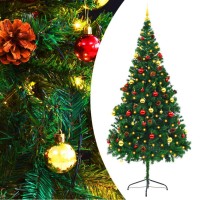 vidaXL Artificial Christmas Tree with Baubles and LEDs Green 827 321501