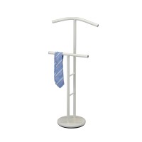 Santillo Double Suit Tie Valet Stand Clothing Organizer Rack White Metal