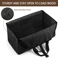 Bonthee Extra Large Waterproof Firewood Log Carrier Canvas Firewood Holder Indoor With Shoulder Strap And Top Handles Contained