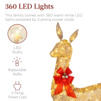 Best Choice Products 3Piece Large Lighted Christmas Deer Family Set 5Ft Outdoor Yard Decoration With 360 Led Lights Stakes Zi