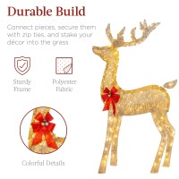 Best Choice Products 3Piece Large Lighted Christmas Deer Family Set 5Ft Outdoor Yard Decoration With 360 Led Lights Stakes Zi