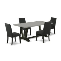 East West Furniture V697DR1245 5Piece Dining Room Set 4 Parson Chairs and a Rectangular Small Dining Table Hardwood Frame