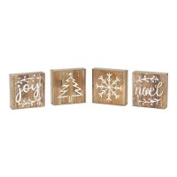 Set of 8 Brown and White Contemporary Christmas Plaque 6