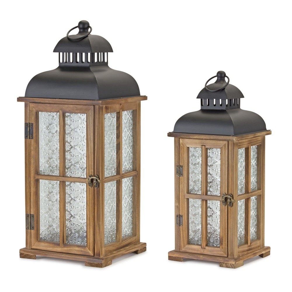 Wooden Lantern Set Of 2