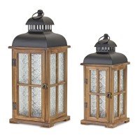 Wooden Lantern Set Of 2