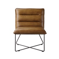 Accent Chair Saddle Brown Top Grain Leather