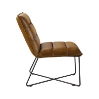 Accent Chair Saddle Brown Top Grain Leather