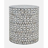 Global Archive Handcrafted Capiz Shell Terrazzo Modern Accent End Table