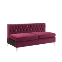 Modular Armless Sofa Burgundy Velvet