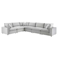 Commix Down Filled Overstuffed Performance Velvet 6Piece Sectional Sofa