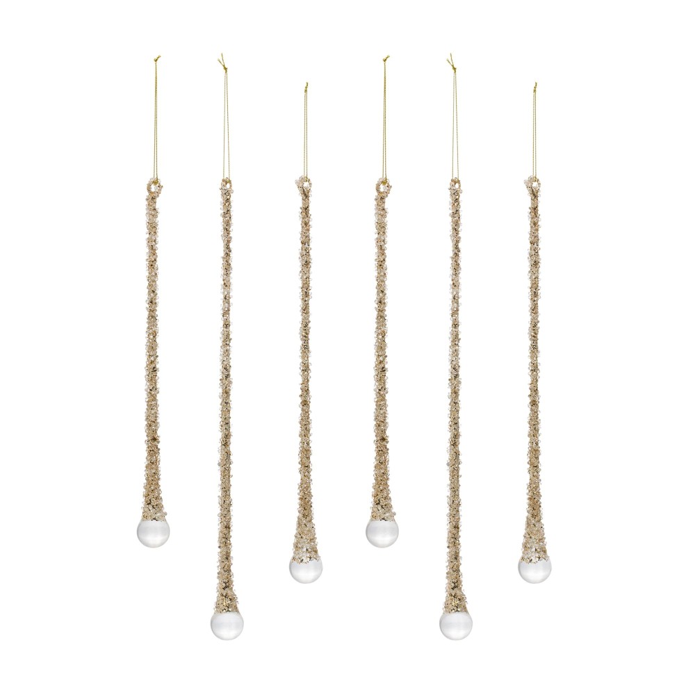 Glass Icicle Ornament Set of 6